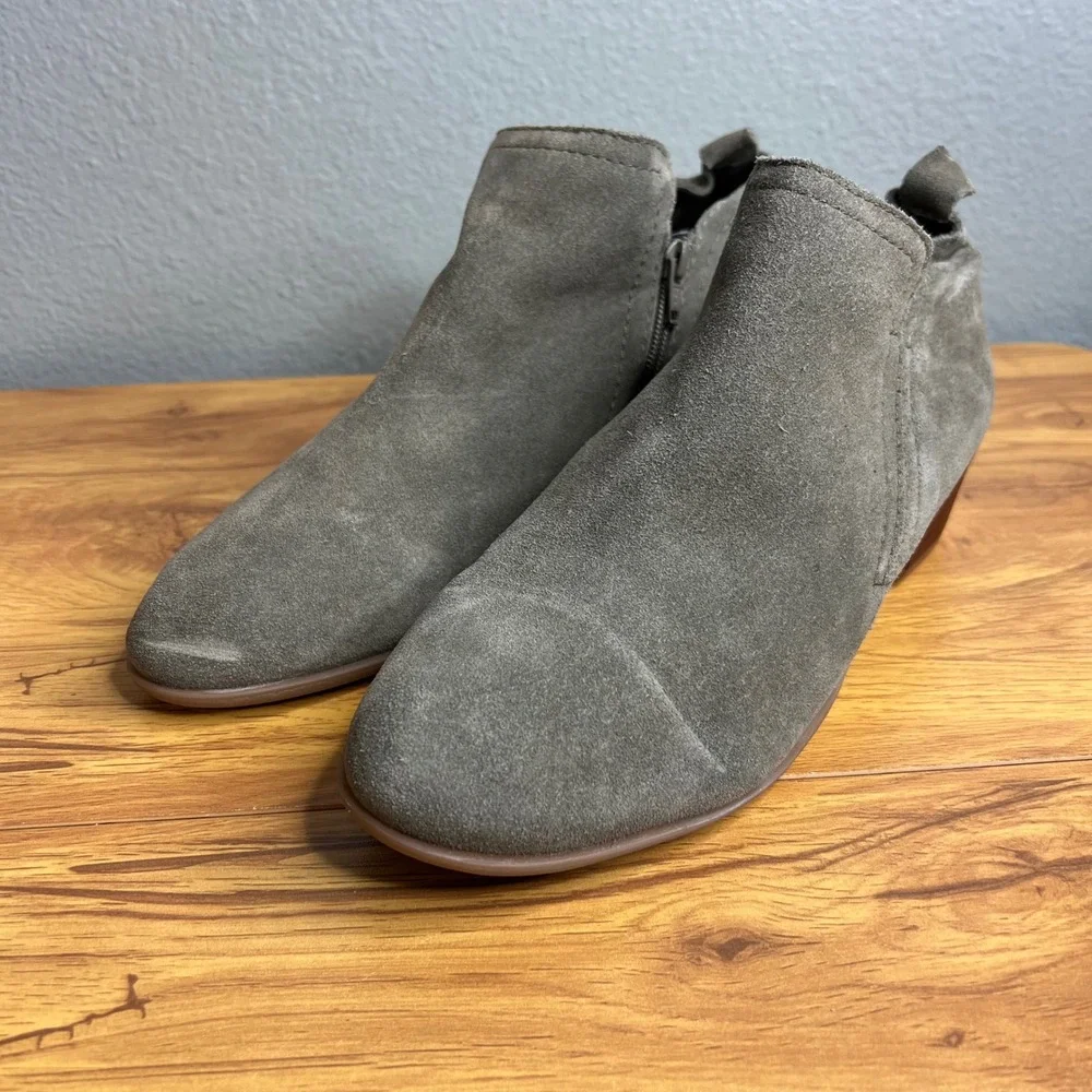 Diba Short Ankle Boots Booties Size 10W 10 Wide Leather Suede Taupe Gray NEW‎